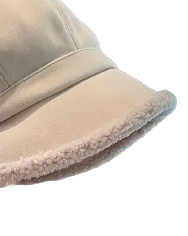 Women's Solid Color Plush Fisherman's Warm Hat