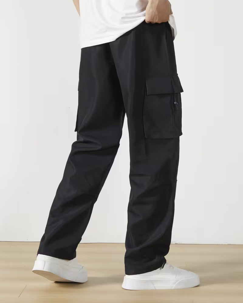 Casual Drawstring Solid Color Cargo Pants