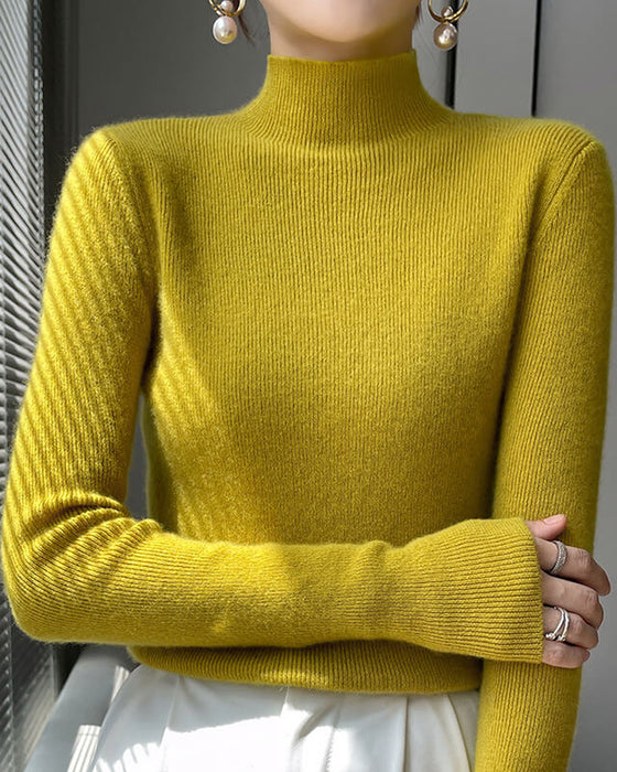 Half-High Neck Knitted Sweater