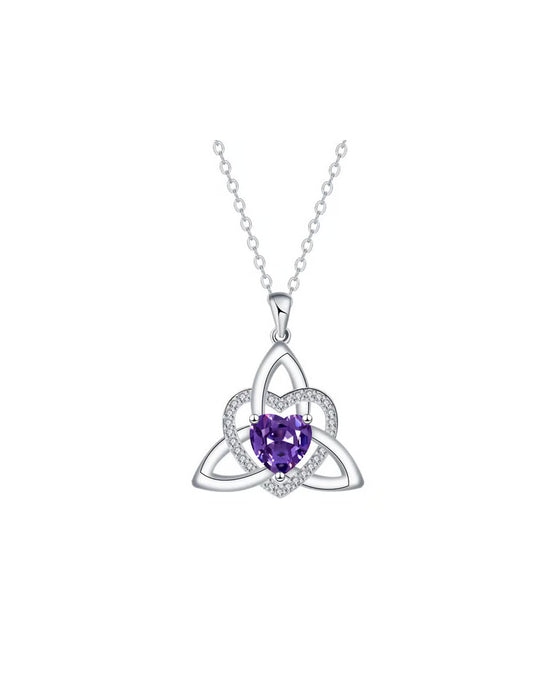 Birthstone Celtic Trinity Knot Heart Necklace✨ Heart Shape Celtic Trinity Knot Birthstone Pendant