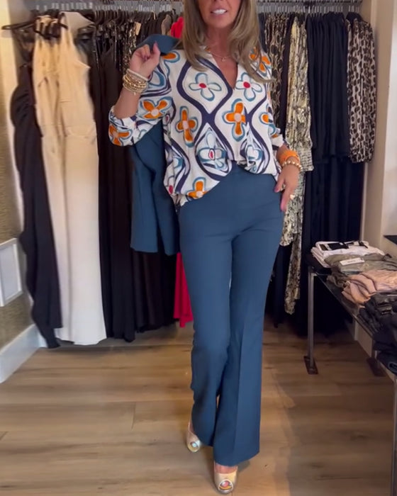 V-neck floral-printed dress