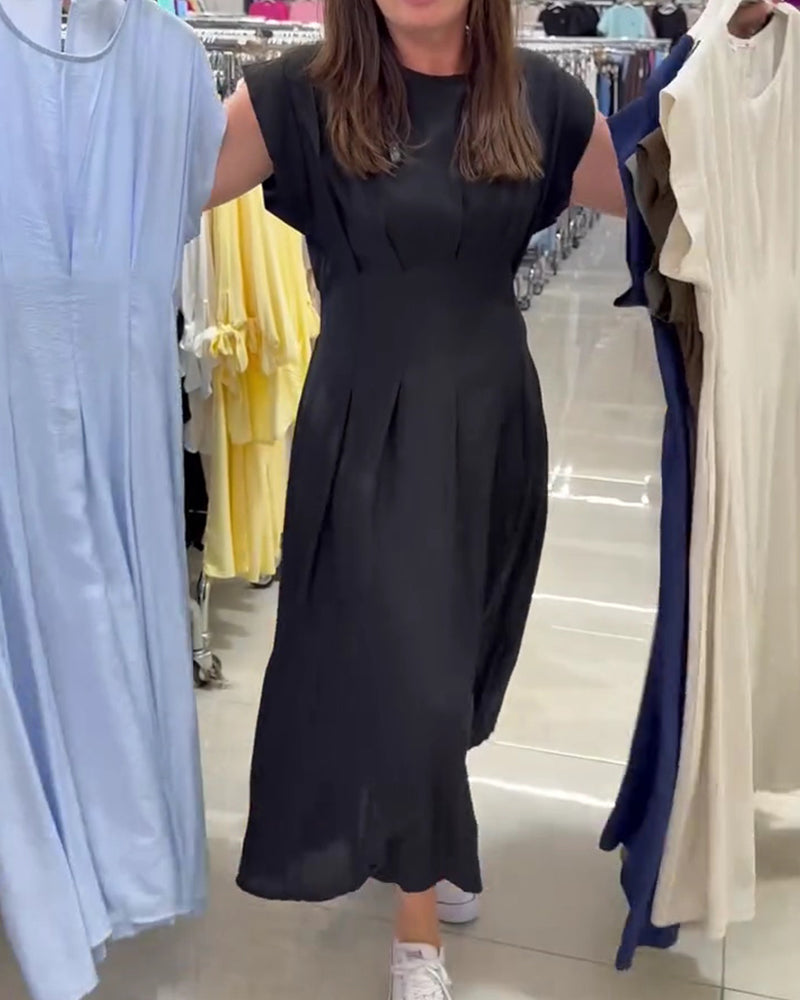 Shirred Flutter Sleeve Waist Dress