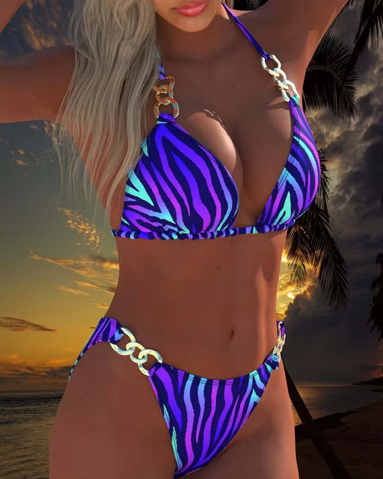 Fashionable Gradient Print Bikini Swimsuit