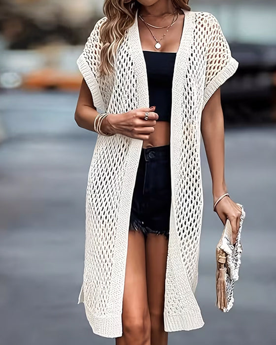Mid-Length Hollow Out Cardigan
