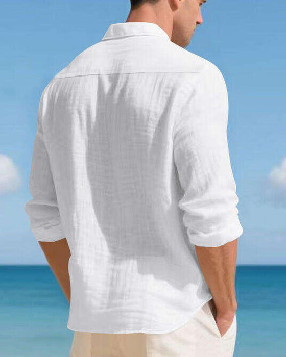 Solid Lapel Pocket Shirts