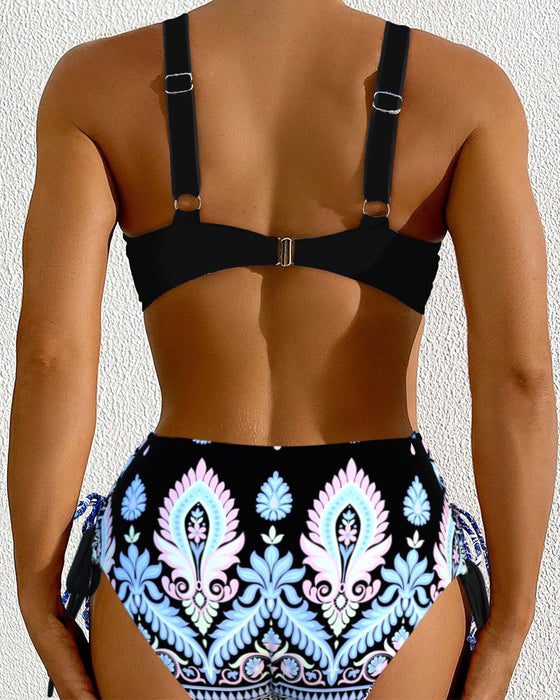 Sexy Bra Two-Piece High Waist Swimsuit