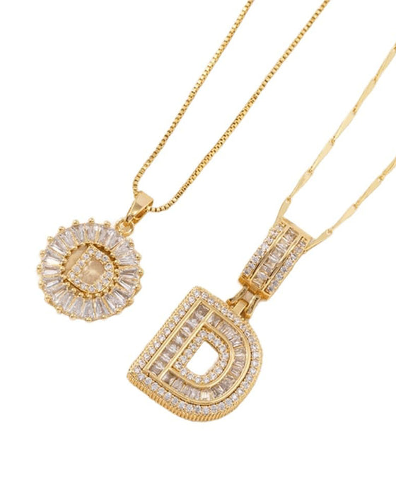 Initial Letter Pendant Necklaces -2 Pack