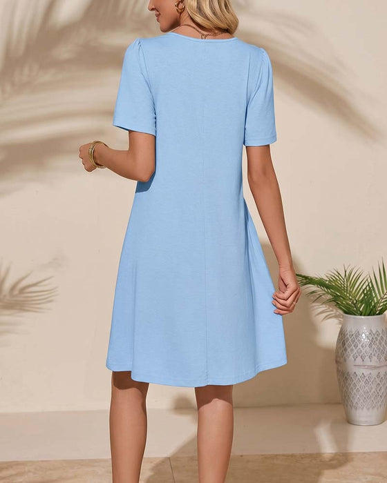 Ruffle Short Sleeve Round Neck Dress