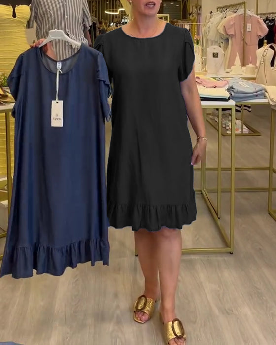 Casual Denim Ruffle Dress