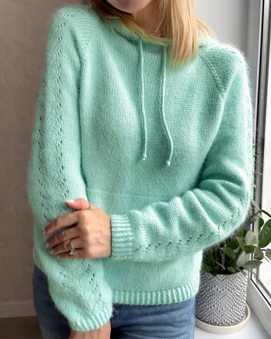 Hooded Hollow Drawstring Pocket Pullover