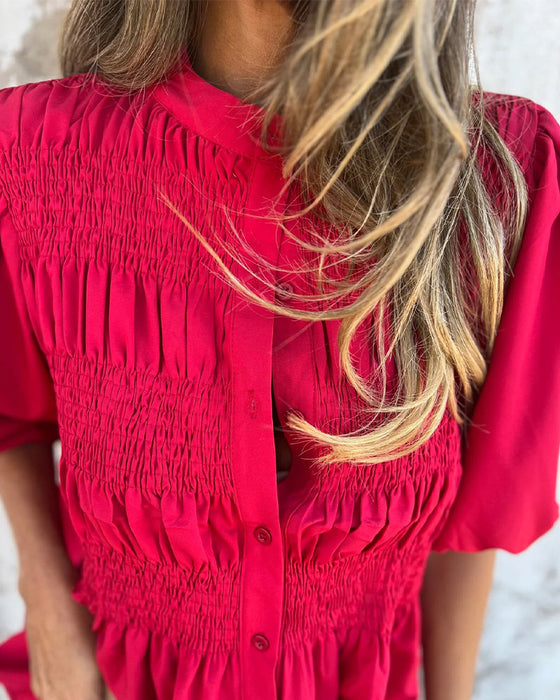 Casual Fashion Short Sleeve Solid Color Blouse