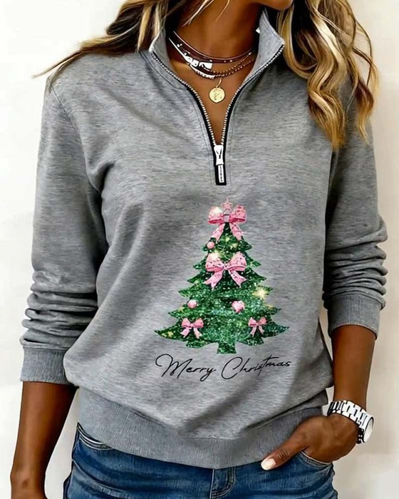 Half-Zip Christmas Tree Sweatshirt