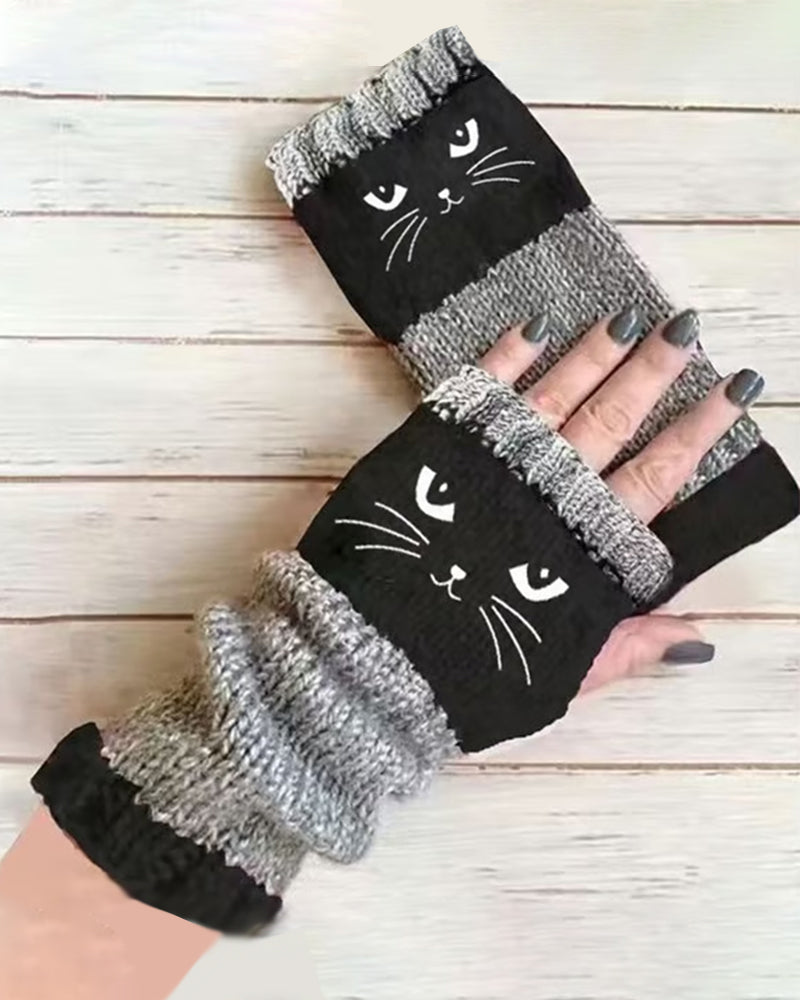 Cat Fingerless Gloves