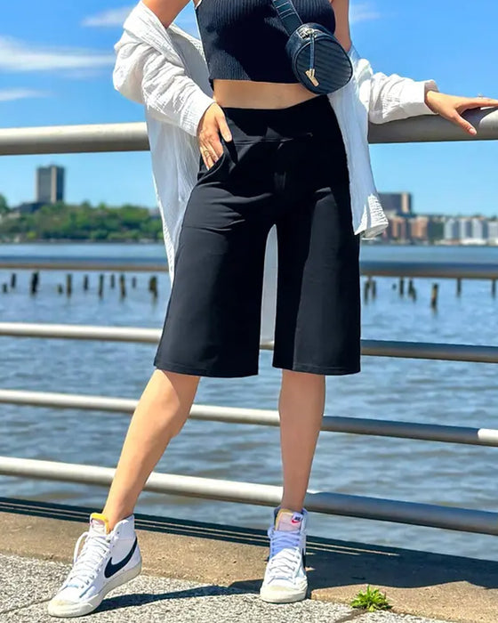 Casual Mid Waist Half Shorts