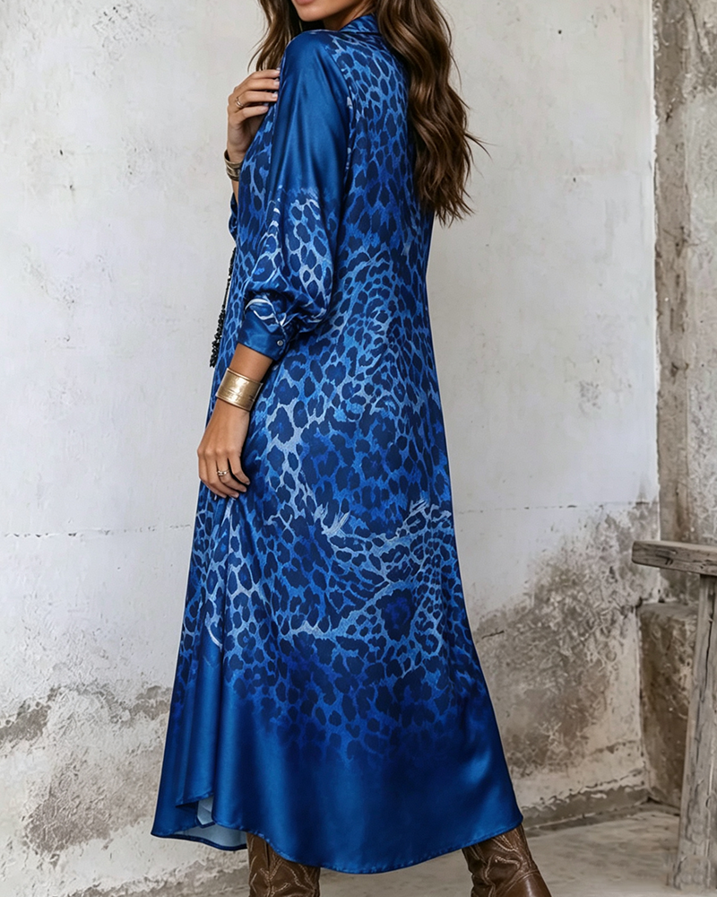 Stylish Leopard Full Skirt Dress