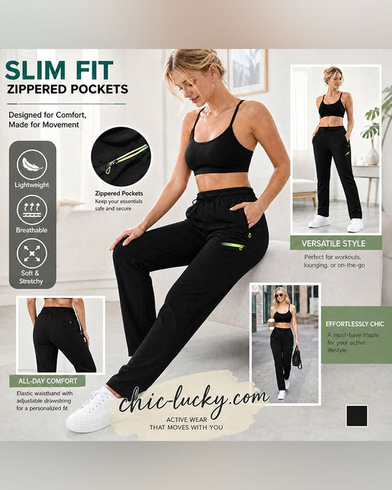 Zip Pocket Straight-Leg Pants