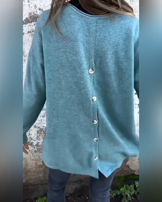 Stylish Button Detail Long Sleeve Tops