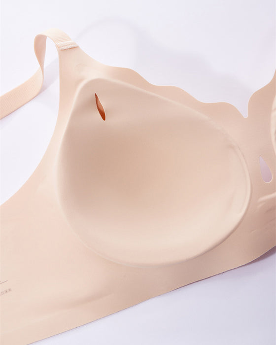 Women Water Drop Hollow Scalloped Flowers Bra