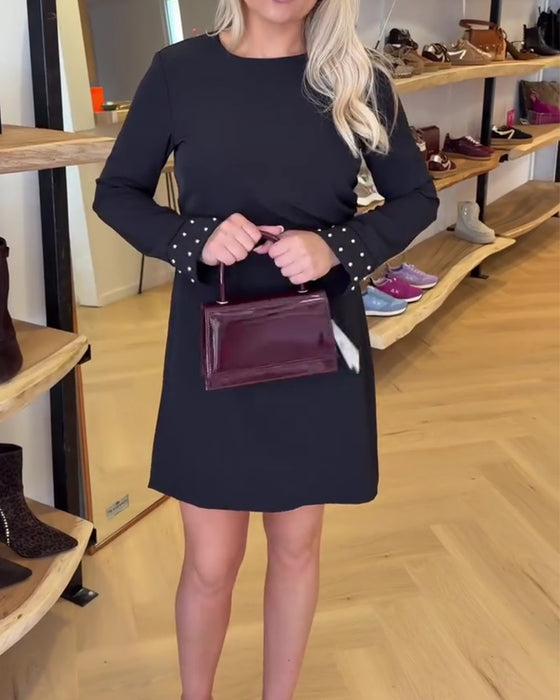 Cuff Rivet Long Sleeve Dress
