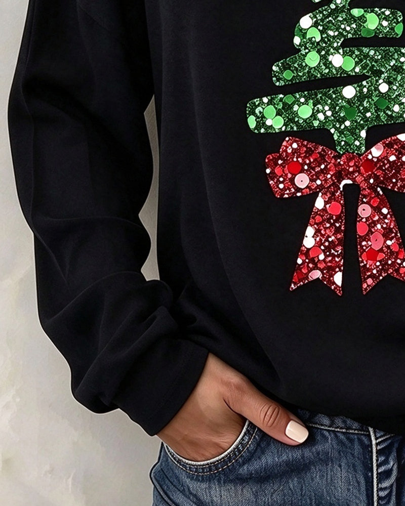 Asymmetric Strap Christmas Tree Cold Shoulder Top