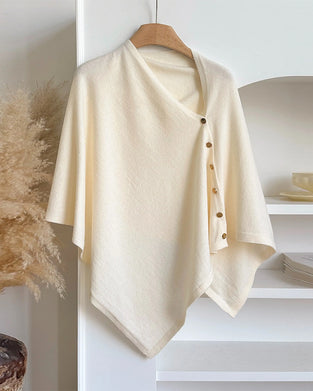 Versatile Asymmetric Button Cape Cloak Coat