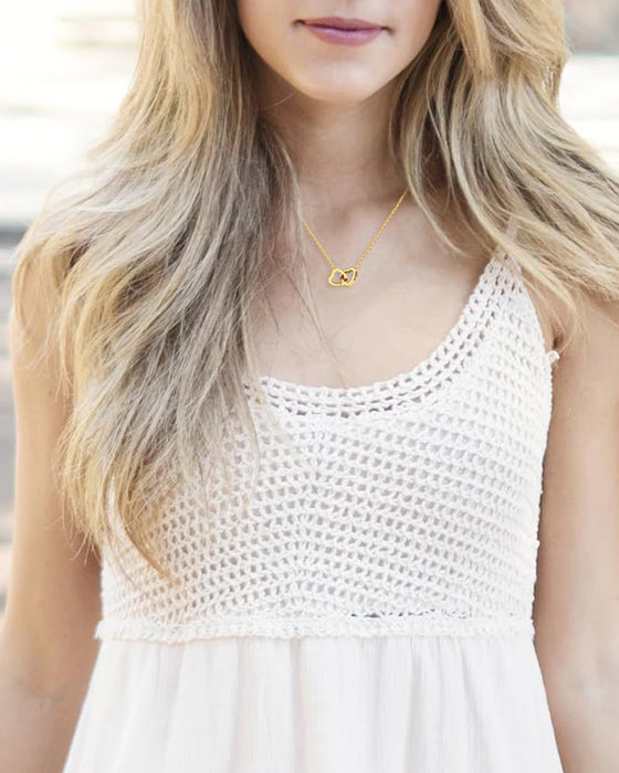 Bone Chain Double Heart Necklace