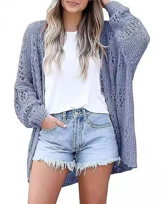 Casual Long Sleeve Hollow Out Sweater Cardigan