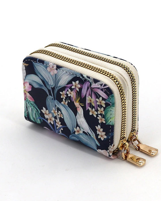Rfid Blocking Card Holder Double Zipper Wallet
