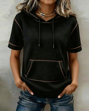 Casual Drawstring Pocket T-Shirt