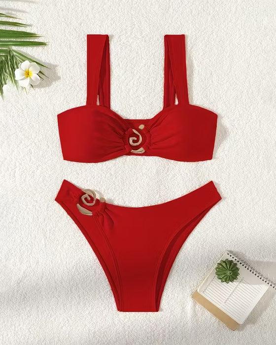 Metal Buckle Split Sexy Bikini