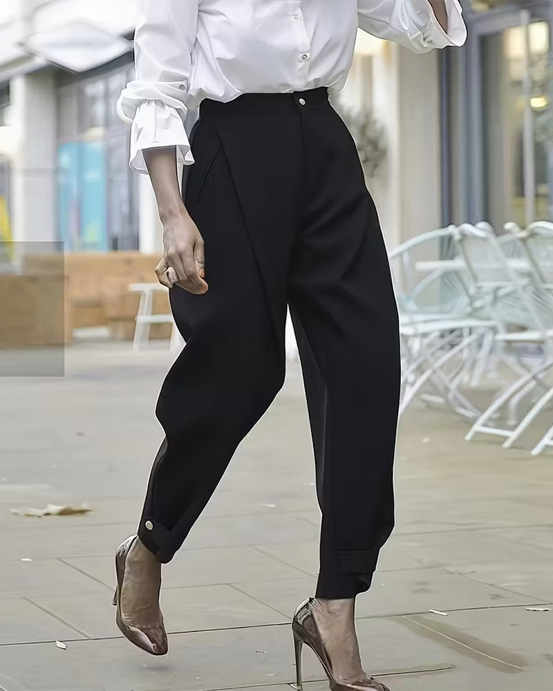 Stylish Pleated Tapered Daily Pants