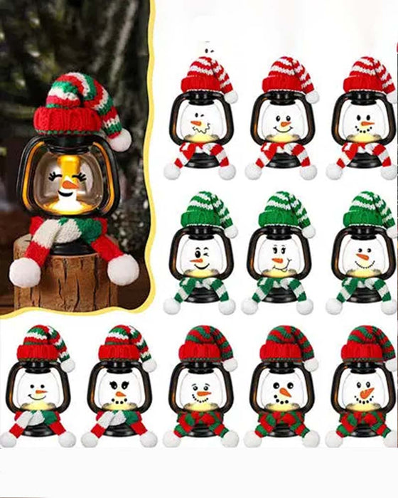 🎅Christmas Special Offer-Christmas Decoration: Mini Snowman Lantern with Hats and Scarves