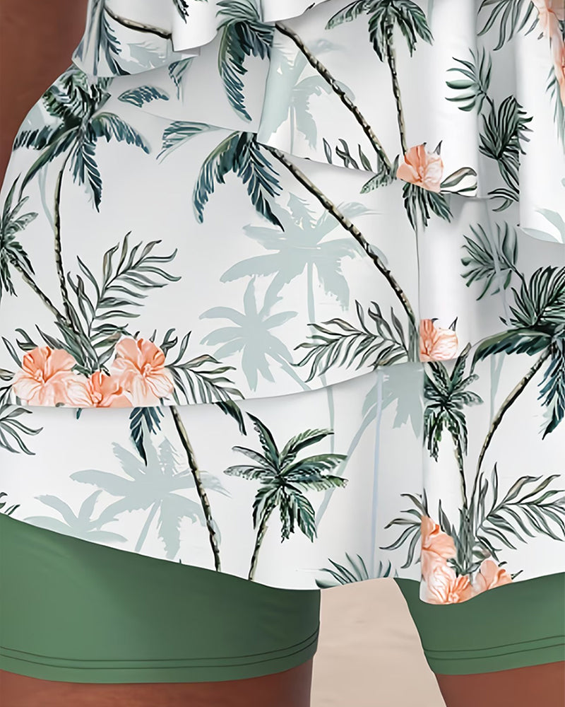 Fresh Coconut Tree Print Tankini