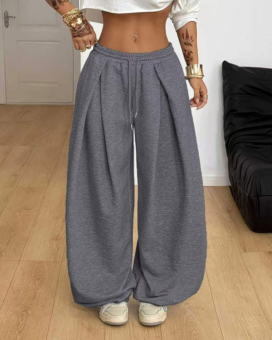 Y2K Solid Color Drawstring Sweatpants