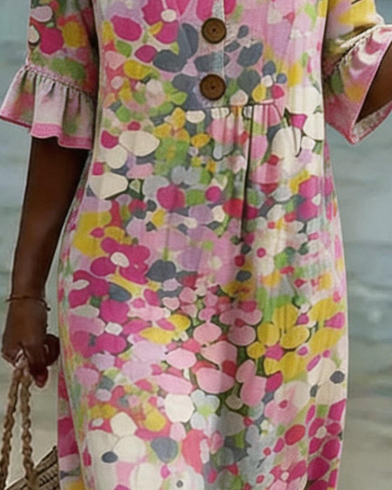 Colorful Polka Dot Print Casual Dress