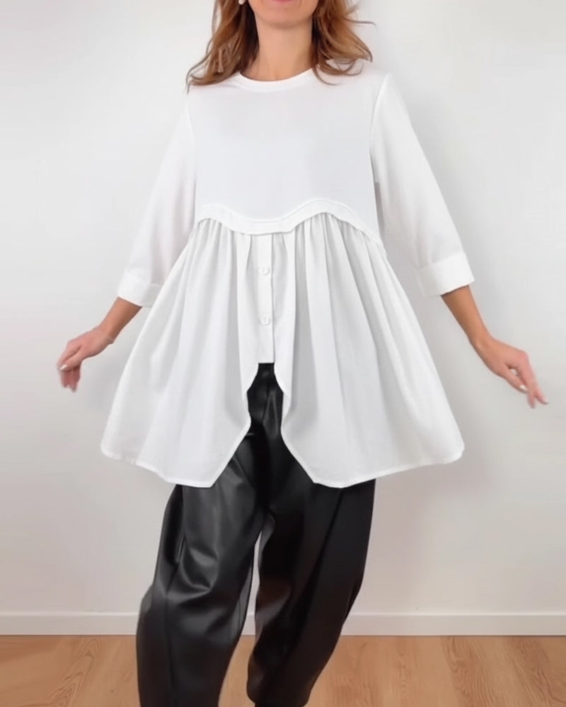 Irregular A-Line Pleated Blouse