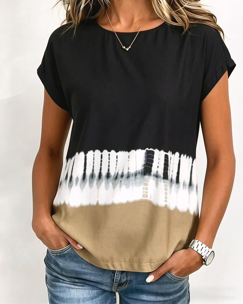 Gradient Print Casual Short Sleeve T-Shirt