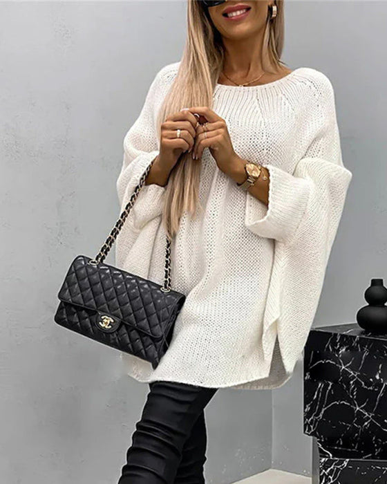Elegant knitted cape sweater for women