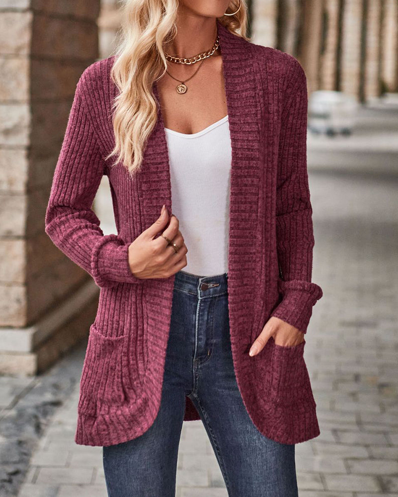 Brushed Casual Long-Sleeve Coat
