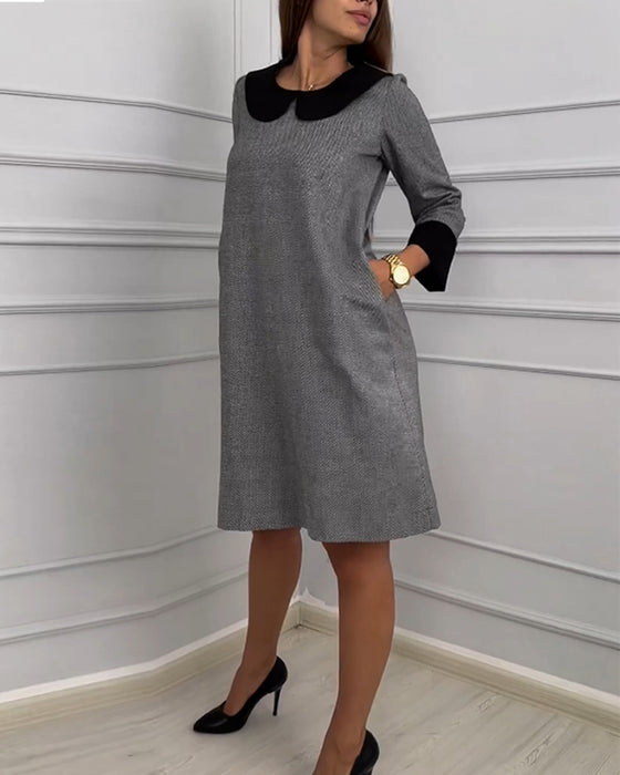 Casual Pocket Dress with Peter Pan Collar