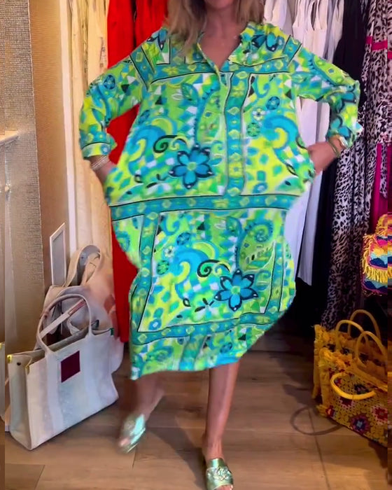 Loose printed pocket dress