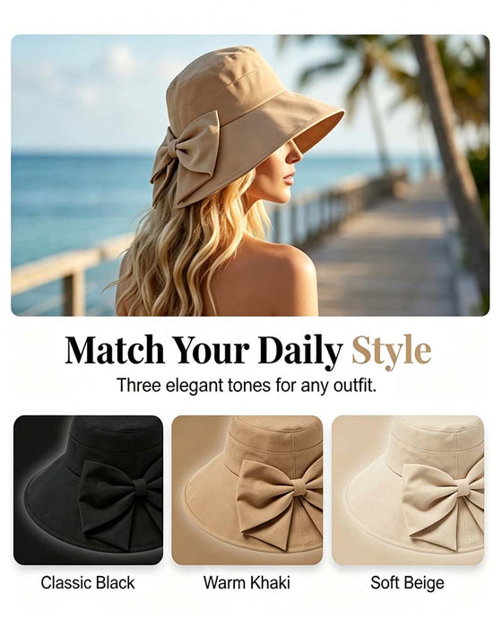 Women's Wide Brim Foldable Bow Sun Hat