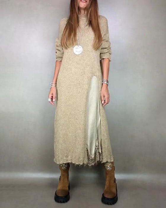 Knitted Dress and Lace Cami Dress Two - piece Set