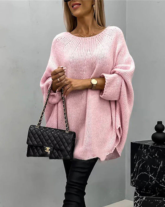 Elegant knitted cape sweater for women