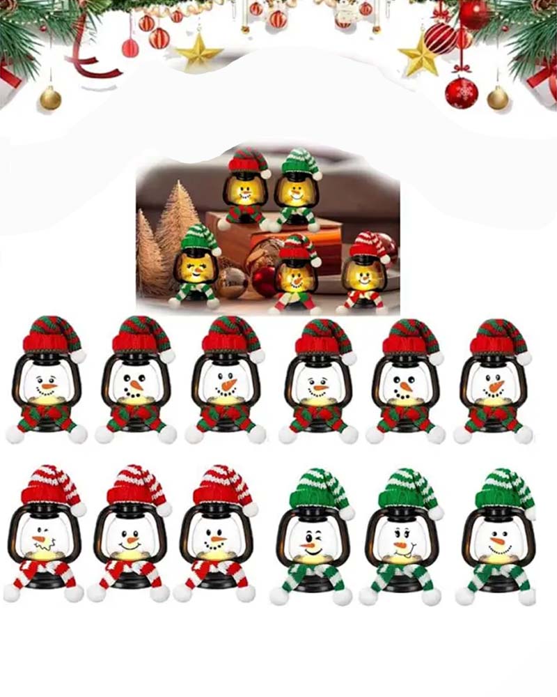 🎅Christmas Special Offer-Christmas Decoration: Mini Snowman Lantern with Hats and Scarves