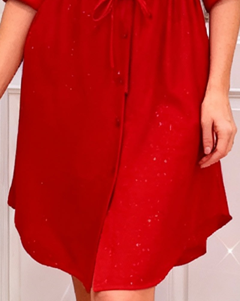 Collared Tie-Waist Shirt Dress