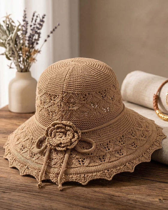 Women's Crocheted Flower Fisherman's Hat