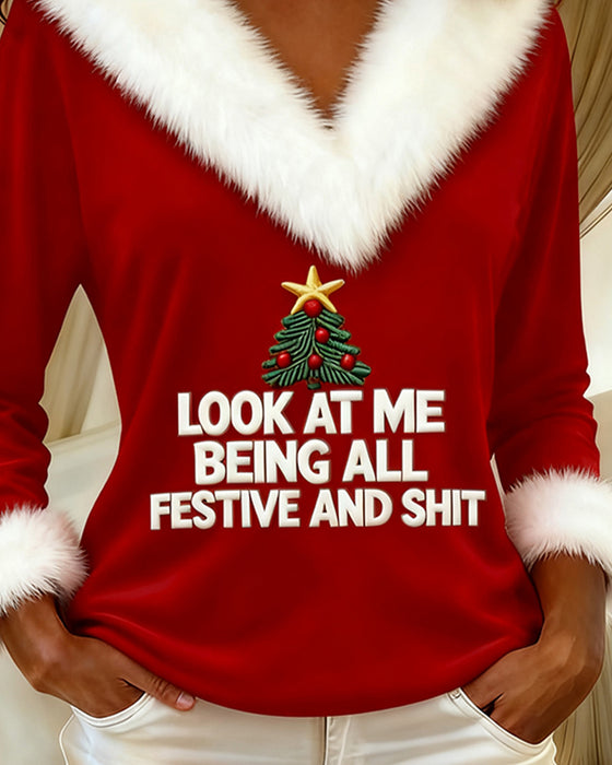 Elegant Printed Long-Sleeved Top