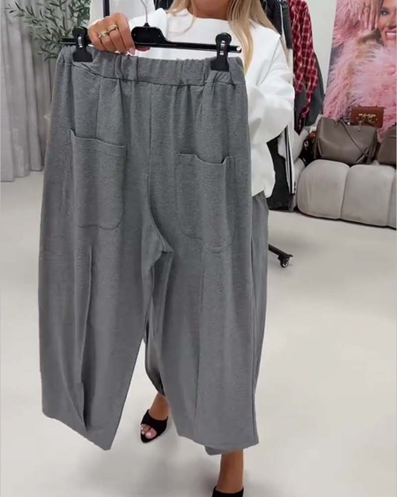Pleated Wide Leg Harem Cropped Pant