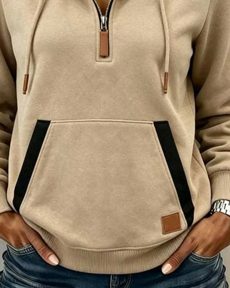 Half-Zip Leopard Print Hoodie